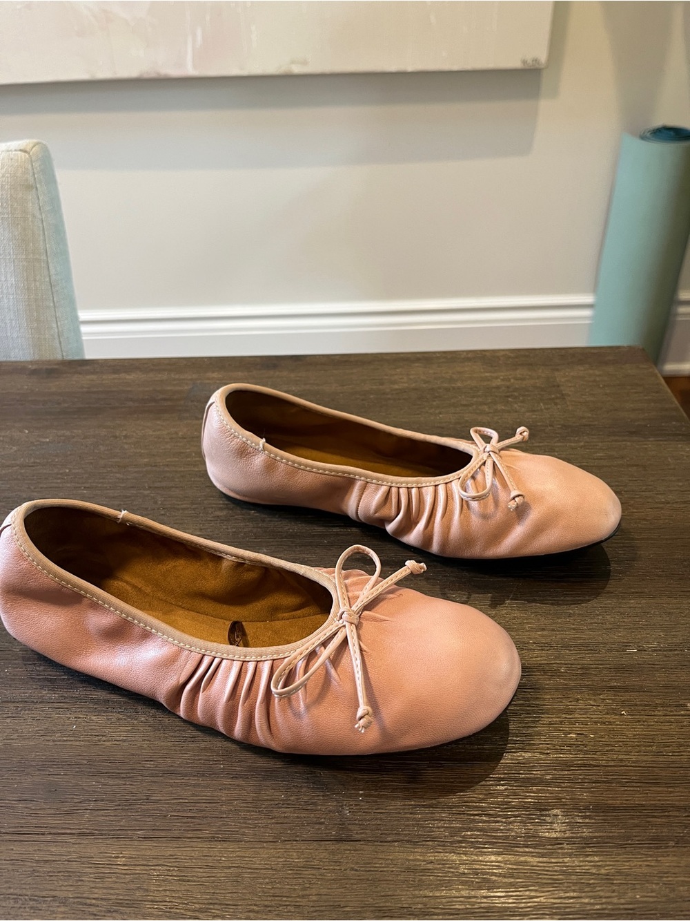 Zara ruched leather ballet flats